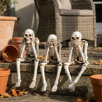 Skeleton Figurine Set 3-Piece Resin Seated Poses