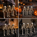 Skeleton Figurine Set 3-Piece Resin Seated Poses
