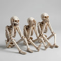 Skeleton Figurine Set 3-Piece Resin Seated Poses
