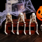 Skeleton Figurine Set 3-Piece Resin Seated Poses