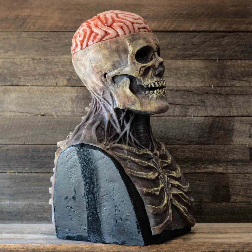 Skeleton Mask Full-Head Latex Exposed Brain Chest Plate