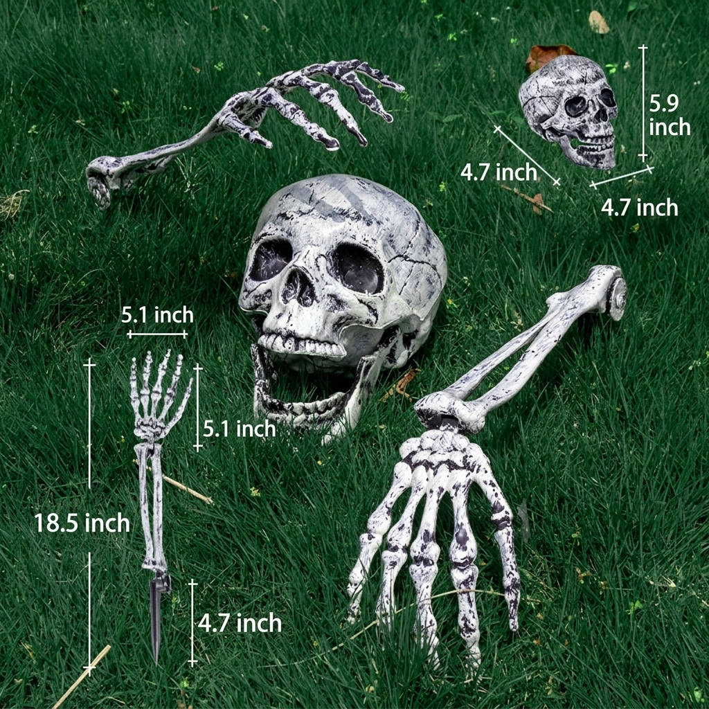 Skeleton Stakes Realistic Weathered Bone Tool-Free Set of 3