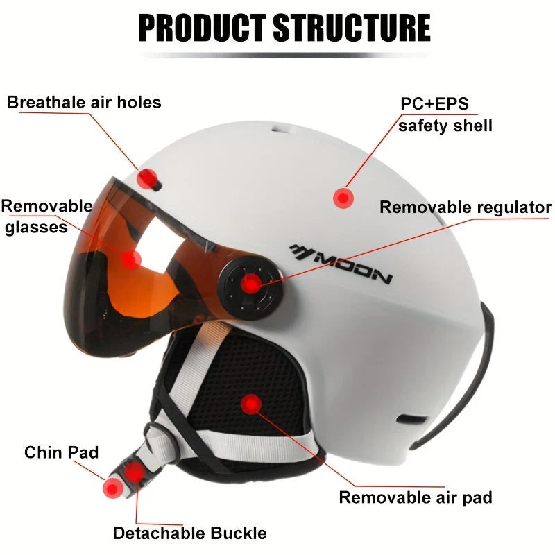 Ski Helmet PCEPS Shock-Absorbing Removable Visor