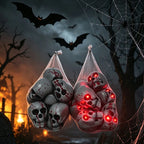 Skull Decoration Red LED Mesh Bag Lightweight & Reusable