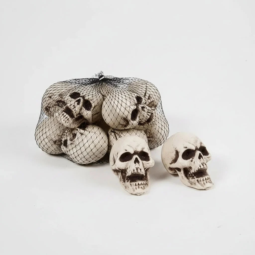 Skull Decorations Realistic Molded Plastic Set of 10