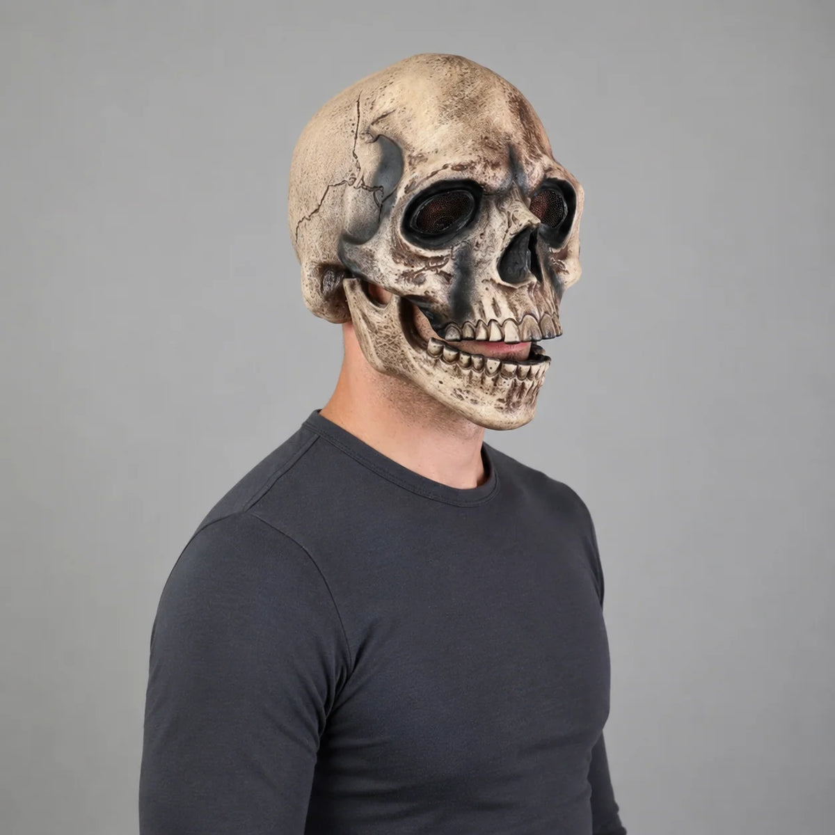 Skull Mask Articulated Jaw Aged Bone Finish