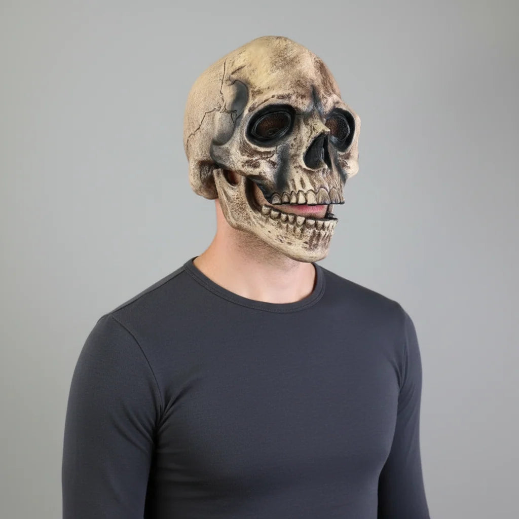 Skull Mask Articulated Jaw Aged Bone Finish