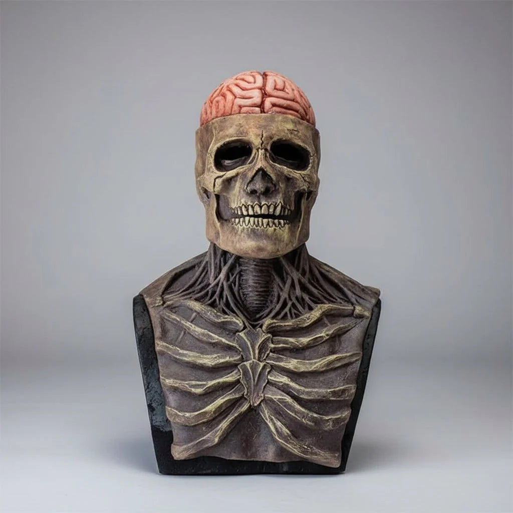 Skull Mask Full-Head Latex Exposed Brain & Chest Plate