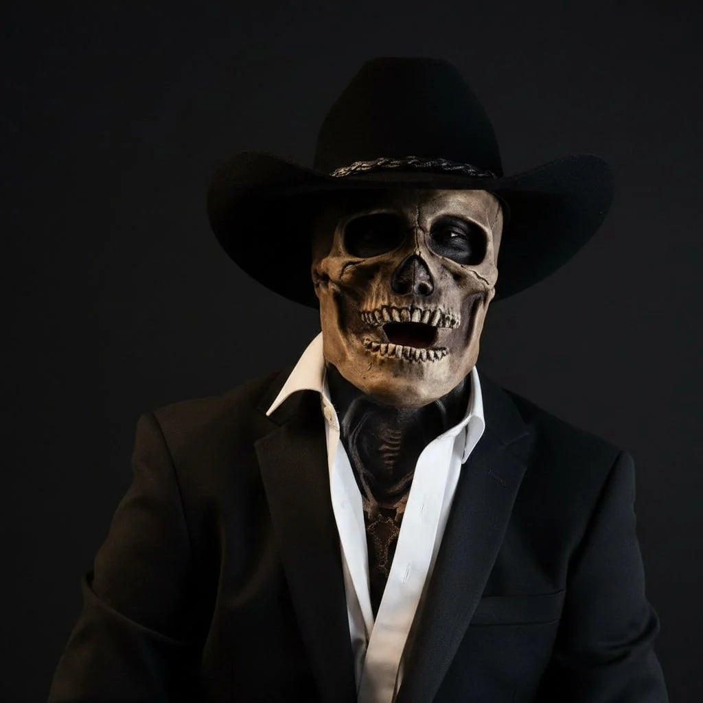 Skull Mask Full-Head Latex Exposed Brain Rib Cage Bib