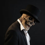 Skull Mask Full-Head Latex Exposed Brain Rib Cage Bib