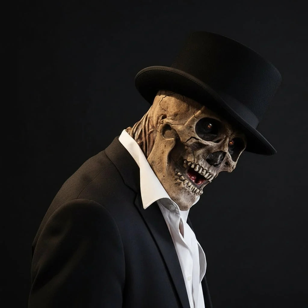 Skull Mask Full-Head Latex Exposed Brain Rib Cage Bib