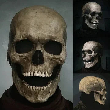 Skull Mask Latex Movable Jaw Hand-Painted Bone Texture