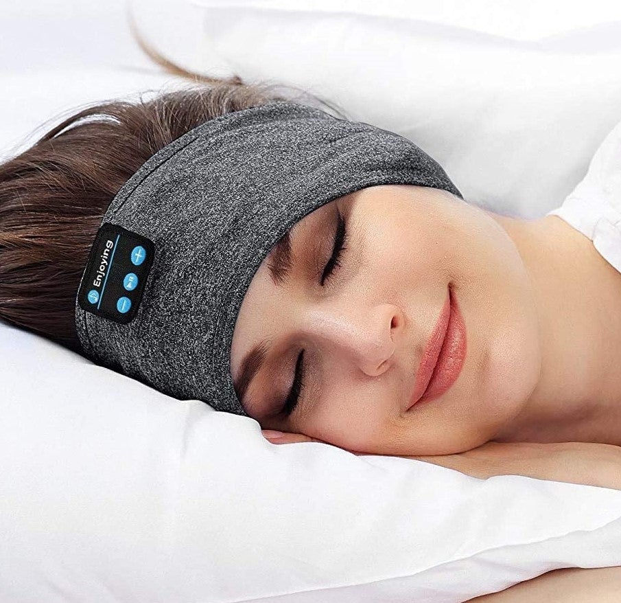 Sleep Headband Built-In Earbuds Soft Fabric