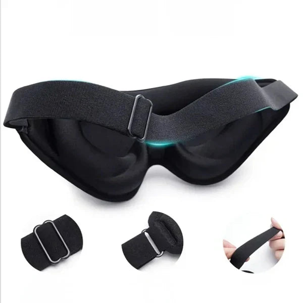 Sleep Mask 3D Contoured Memory Foam Adjustable Strap