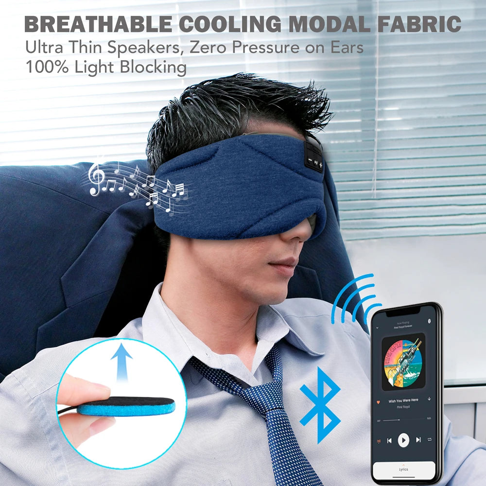 Sleep Mask Full Light Blocking Bluetooth & 35-Hour Playback