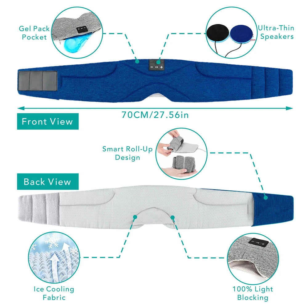 Sleep Mask Full Light Blocking Bluetooth & 35-Hour Playback
