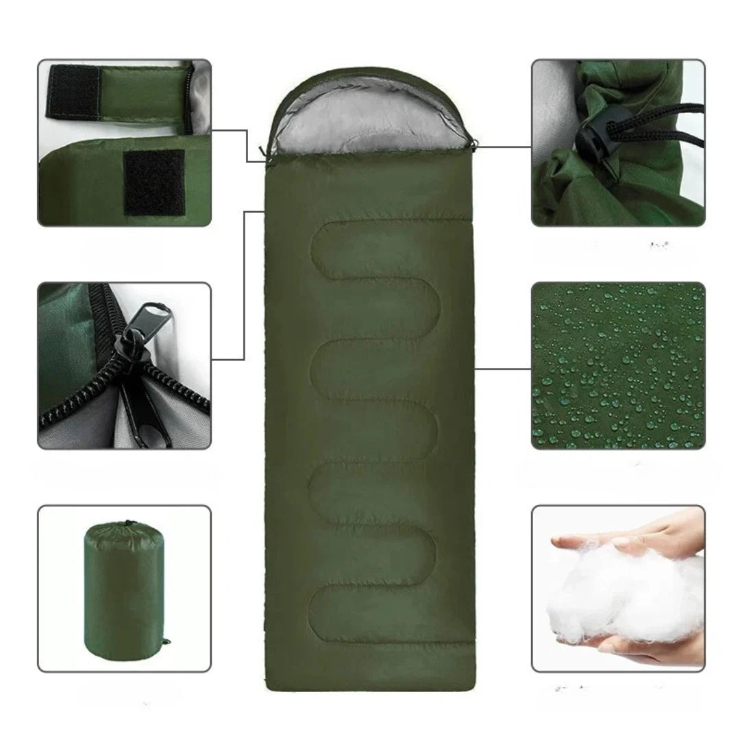 Sleeping Bag Lightweight Compact Polyester & Cotton Fill