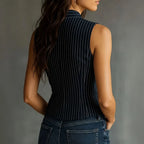 Sleeveless Blouse Striped Lightweight Breathable