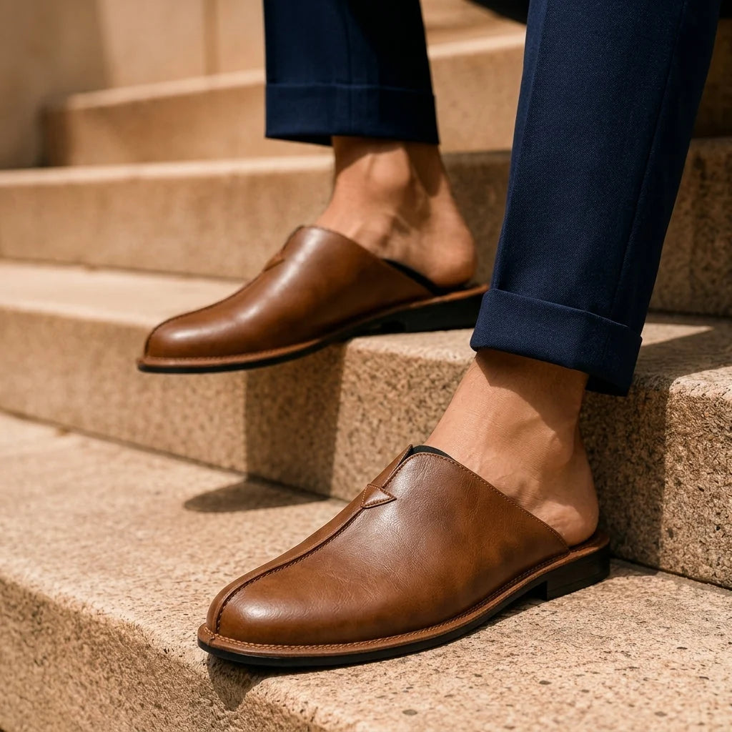 Slide-On Mules Genuine Leather Backless True To Size