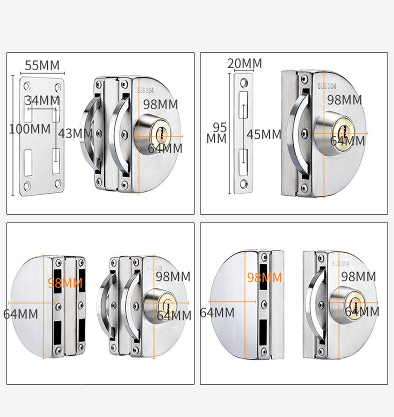 Sliding Glass Door Lock Stainless Steel Easy Install