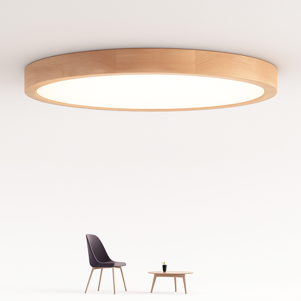 Slim Natural Wood LED Ceiling Light (Dimmable)