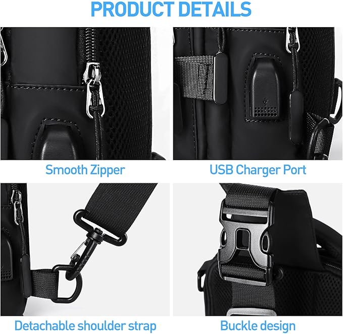 Sling Bag Lightweight High-Density Nylon Multiple Pockets