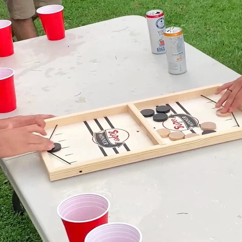Sling Puck Game Fast-Paced Wood Board Complete Set