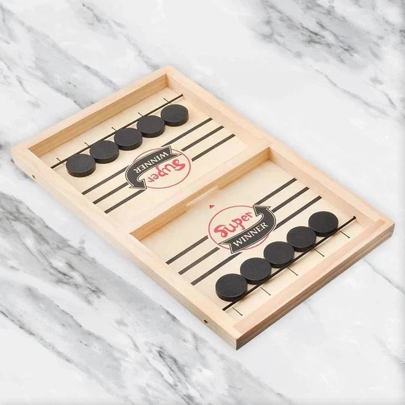 Sling Puck Game Fast-Paced Wood Board Complete Set