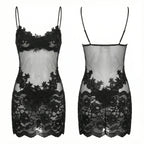 Slip Dress Embroidered Tulle Adjustable Straps