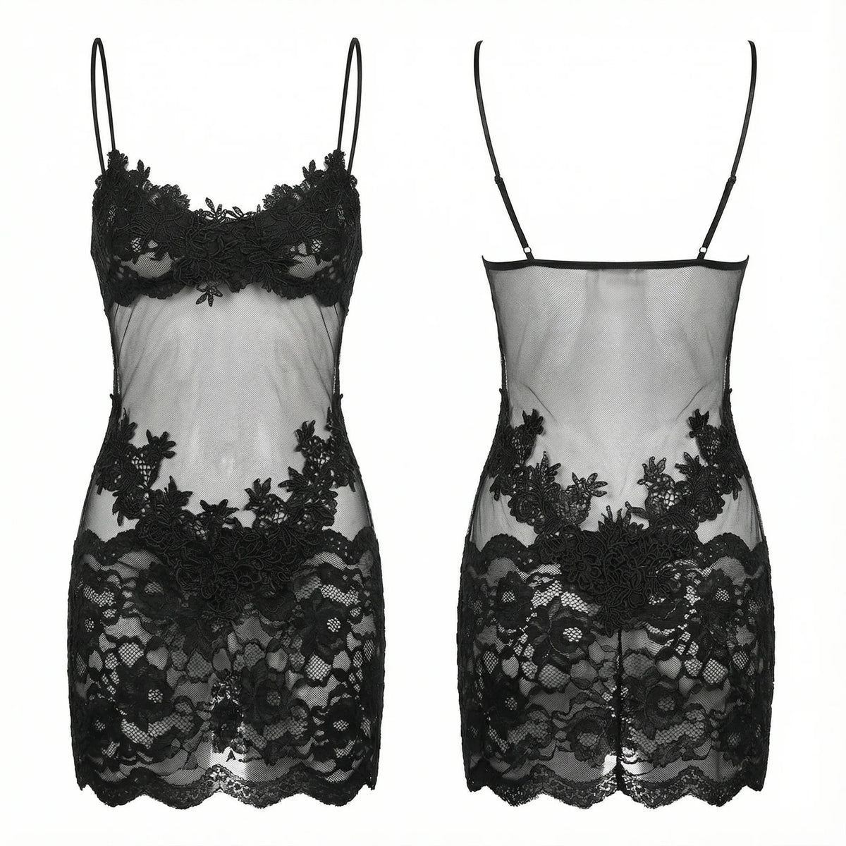 Slip Dress Embroidered Tulle Adjustable Straps