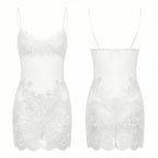 Slip Dress Embroidered Tulle Adjustable Straps