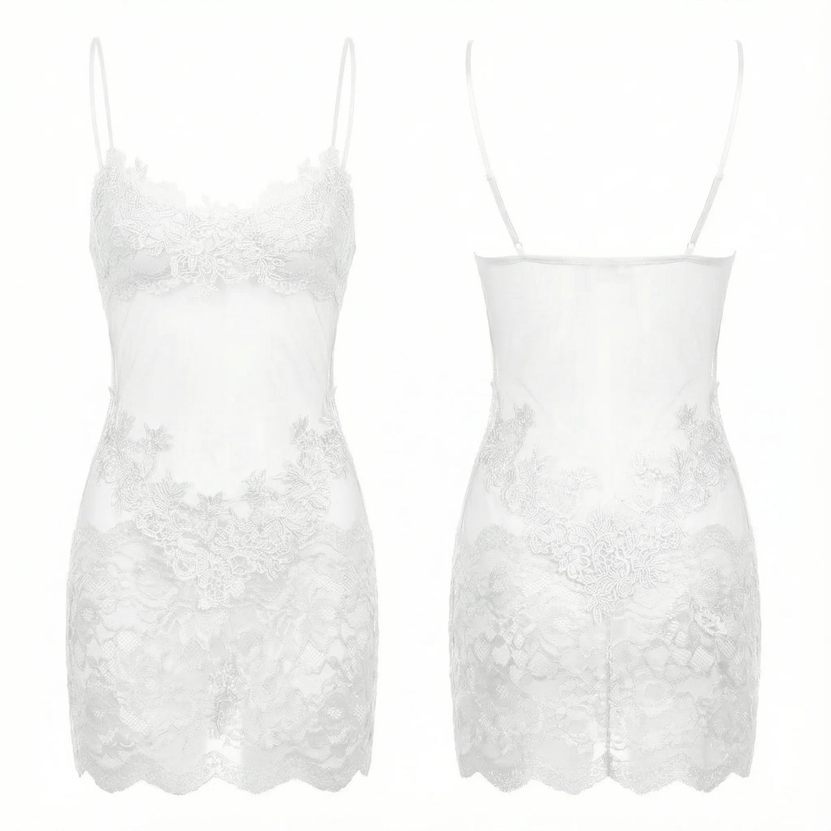 Slip Dress Embroidered Tulle Adjustable Straps