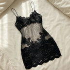 Slip Dress Embroidered Tulle Adjustable Straps