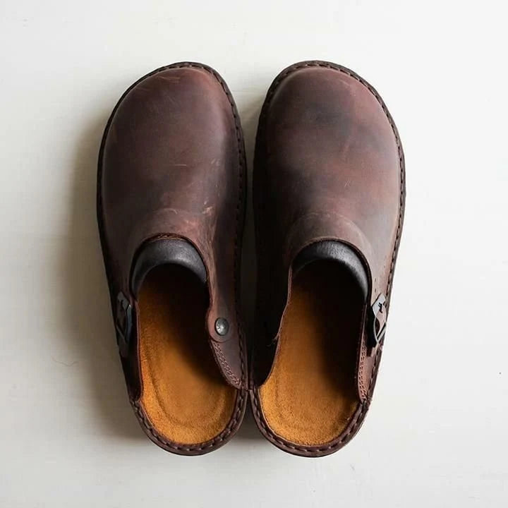 Slip-On Clogs Soft Leather Ergonomic Insole & Lightweight