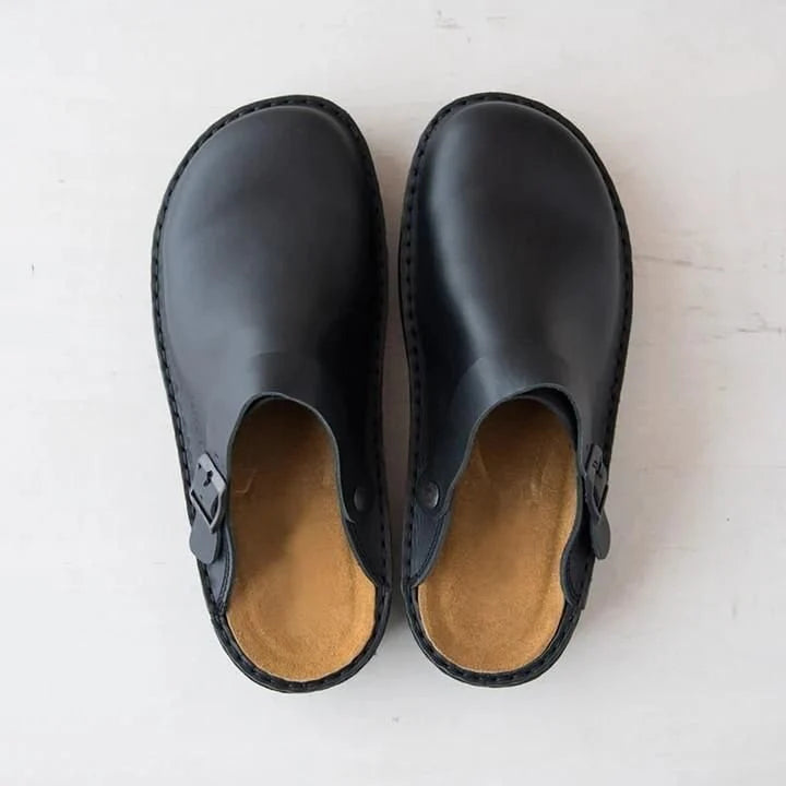 Slip-On Clogs Soft Leather Ergonomic Insole & Lightweight