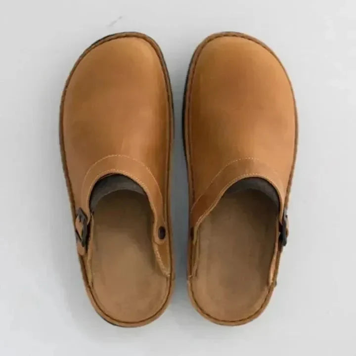 Slip-On Clogs Soft Leather Ergonomic Insole & Lightweight