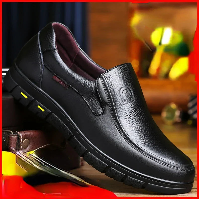 Slip-On Loafers Genuine Cowhide Breathable Flat Sole