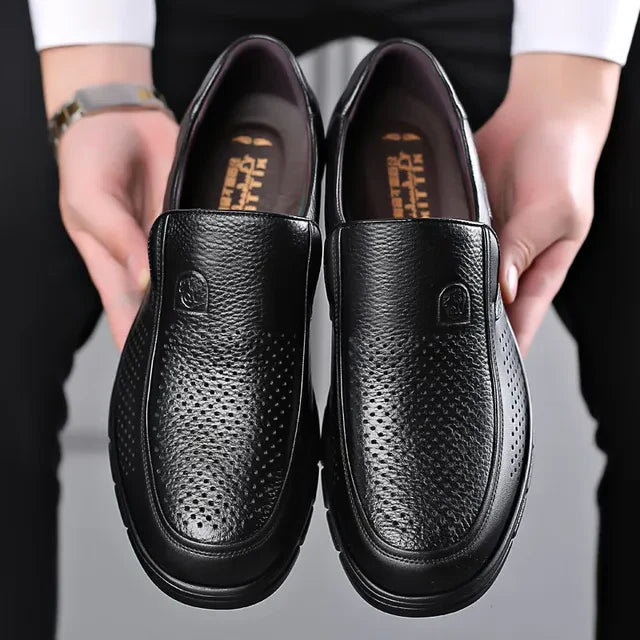 Slip-On Loafers Genuine Cowhide Breathable Flat Sole