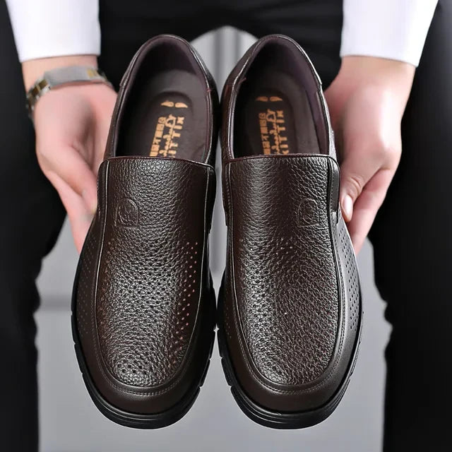 Slip-On Loafers Genuine Cowhide Breathable Flat Sole