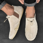 Slip-On Loafers Leather Elastic Lace Non-Slip Sole