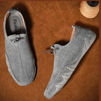 Slip-On Loafers Leather Elastic Lace Non-Slip Sole