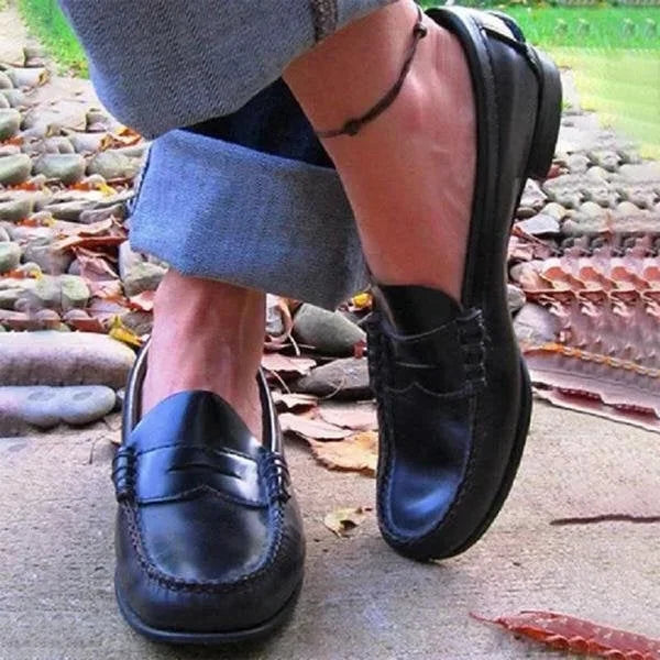Slip-On Loafers PU Leather Padded Insole & Low Heel