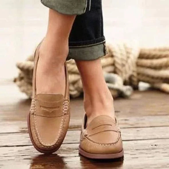Slip-On Loafers PU Leather Padded Insole & Low Heel