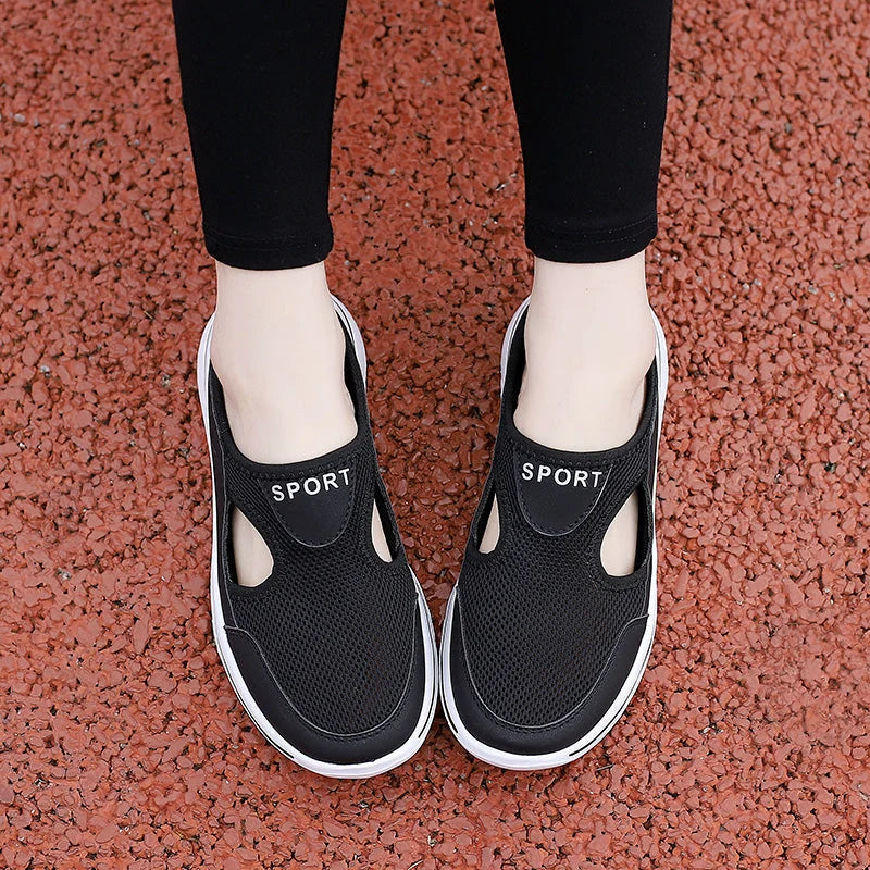 Slip-On Sandals Breathable Mesh Anatomical Cork Insole Wide Fit
