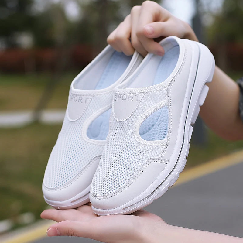 Slip-On Sandals Breathable Mesh Anatomical Cork Insole Wide Fit
