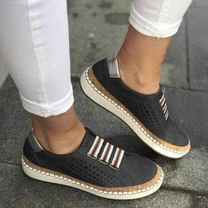 Slip-On Sneakers Breathable Upper & Flat-Bottom Support
