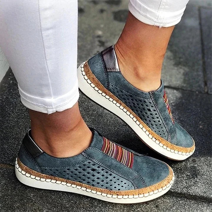 Slip-On Sneakers Breathable Upper & Flat-Bottom Support