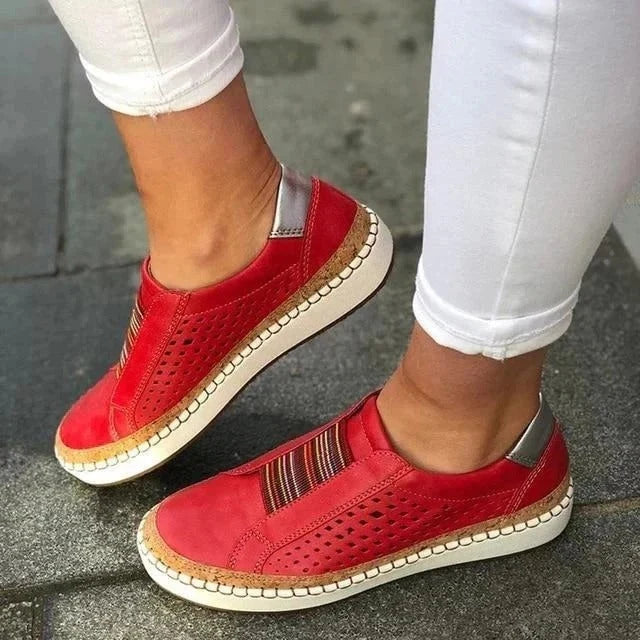 Slip-On Sneakers Breathable Upper & Flat-Bottom Support