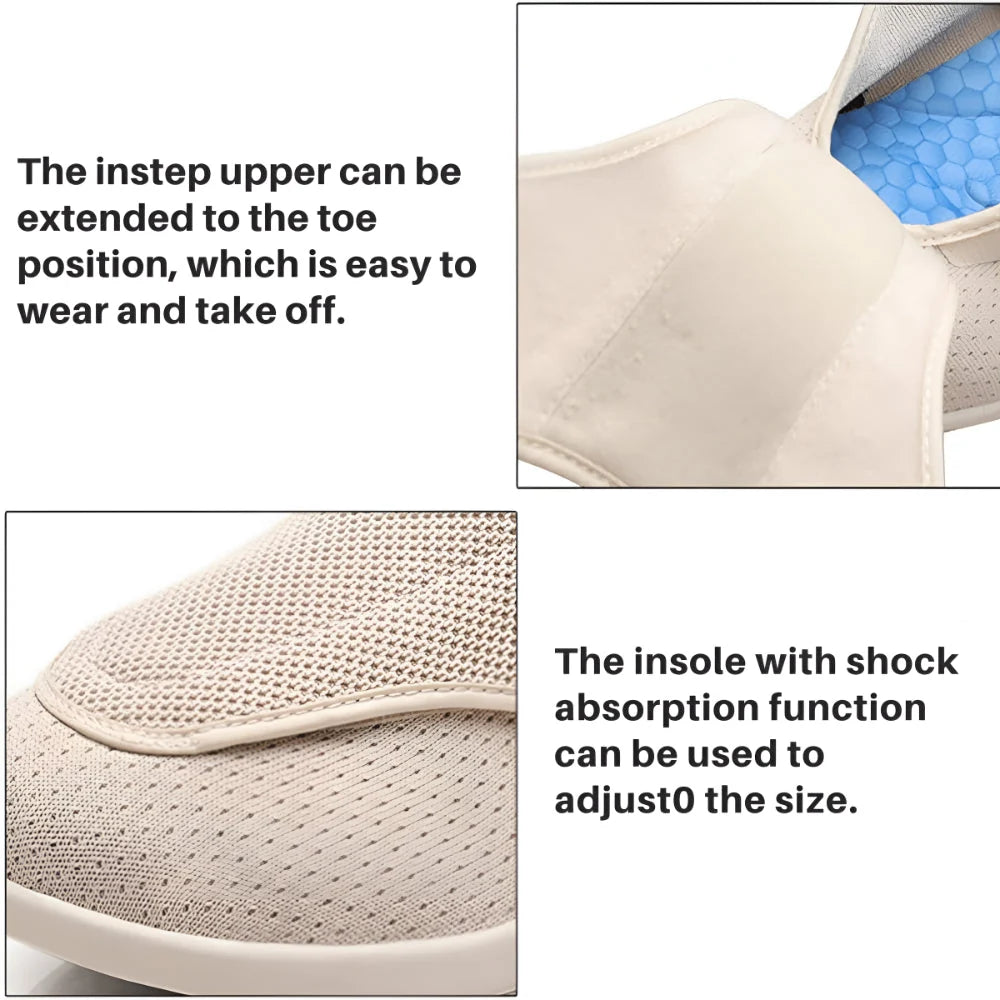 Slip-On Walking Shoes Wide Fit & Adjustable Strap