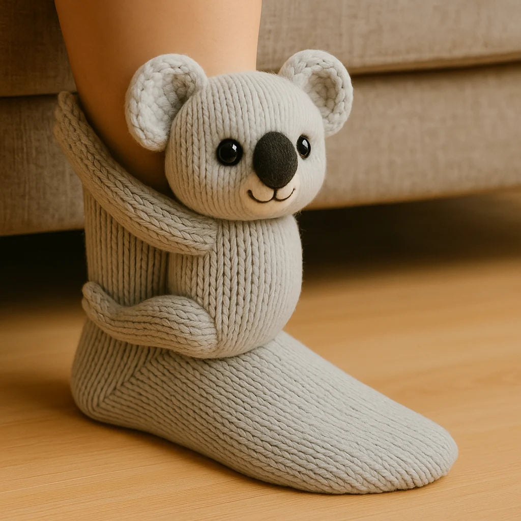 Slipper Socks 3D Animal Plush Microfiber Non-Slip